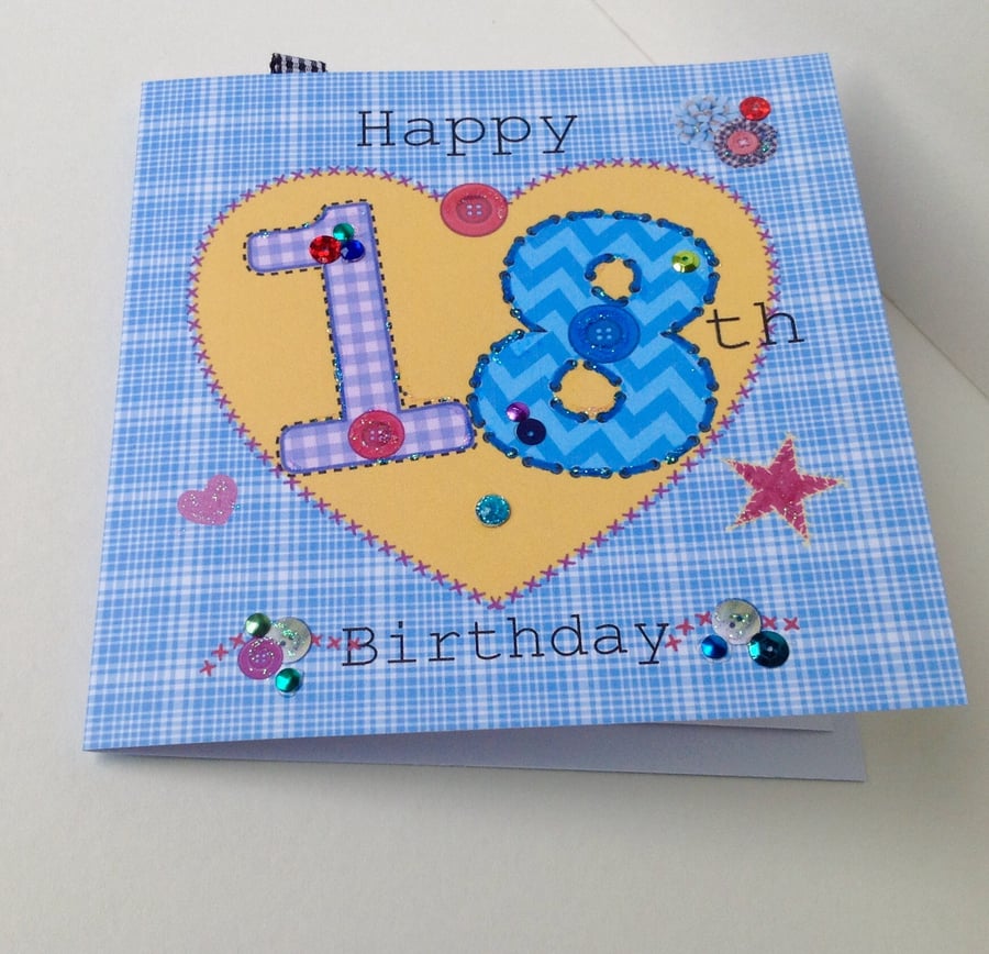 Birthday Card,Special Age,Blues,Printed Design,Hand Finished,Can Be Personalised