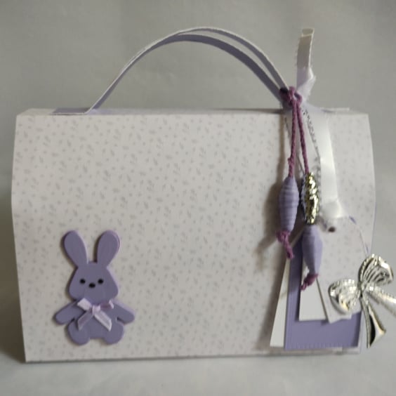handmade Lilac Rabbit Baby Gift Box Top Closure 
