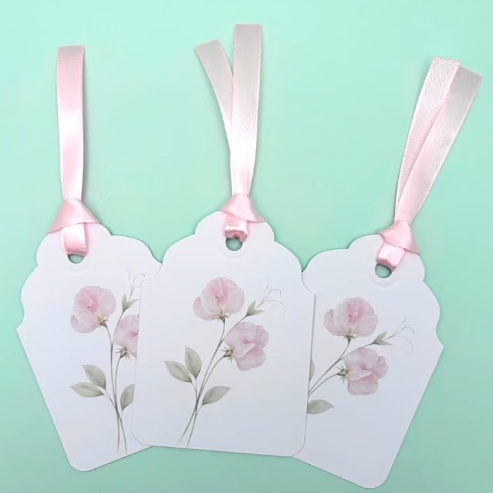 Sweet Pea Birth Flower Gift Tags - Set of 3 Botanical April Flower Tags