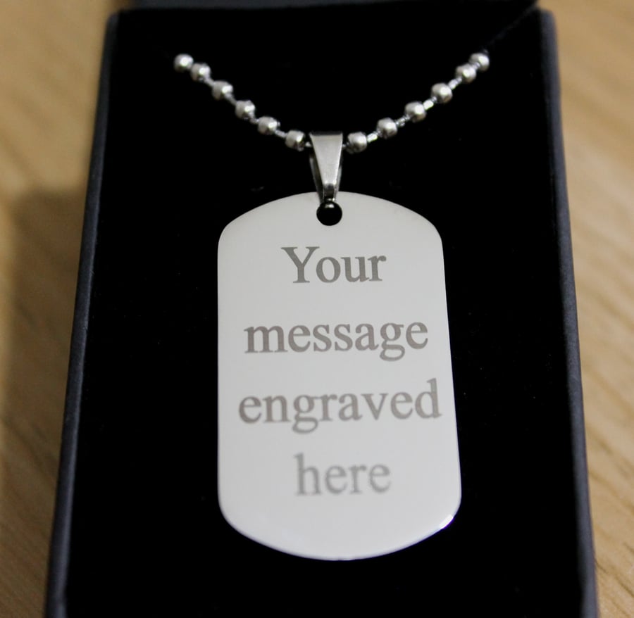 Dog Tag Necklace Pendant Any Engraving Personalised Mens Jewellery Gifts