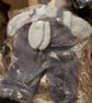 Light Blue and Blue premature baby doll romper jump suit set with mittens
