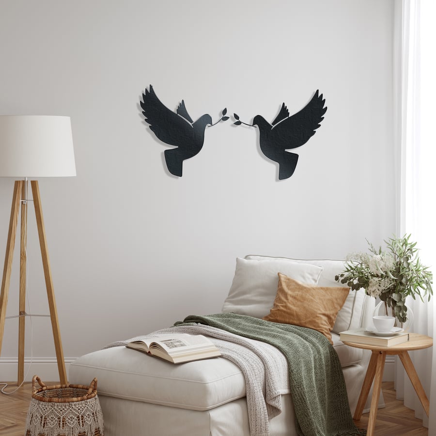 Doves Metal Wall Art - Pair Set of 2. Love and friendship.