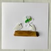 Sea glass bird and bouquet greeting card, handmade in Cornwall 