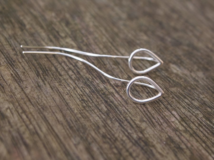 Raindrop Earrings, Silver with Extended Ear Wire