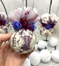 Lilac and Blue Christmas Bauble with Embroidered Lace and Flowers - Image 4