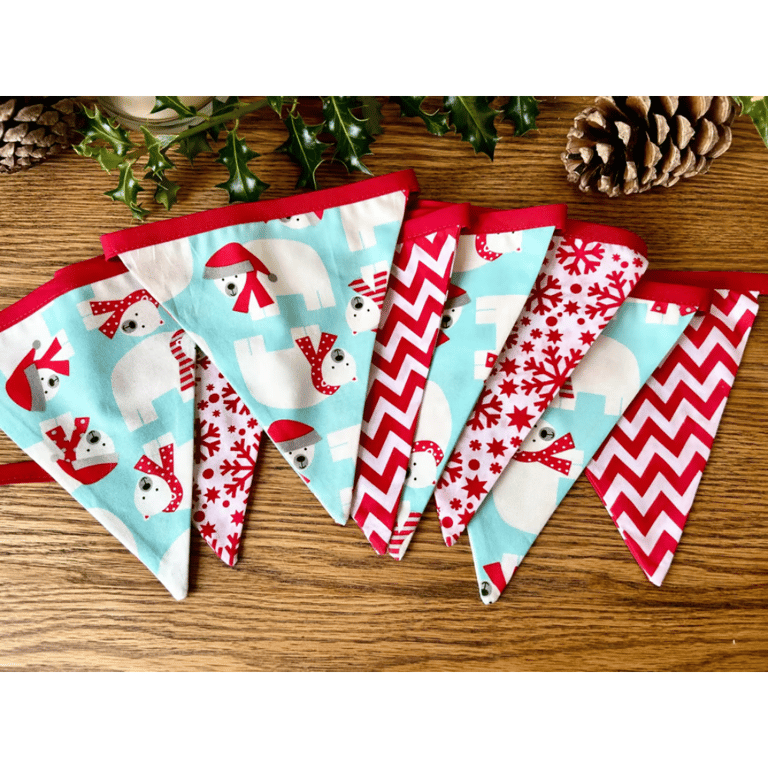 Handmade Polar Bear Bunting (Blue) - Handmade Fabric Garland