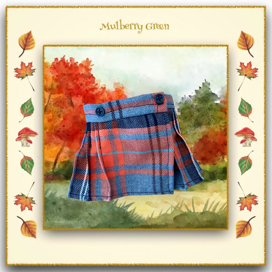 Orange, Grey and Black Tartan Kilt