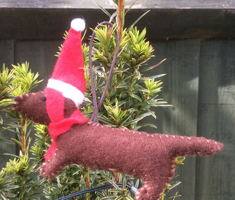 Sausage Dog Felt Hanging Christmas Decoration