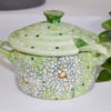 Dandelion ceramic salt pot with spoon