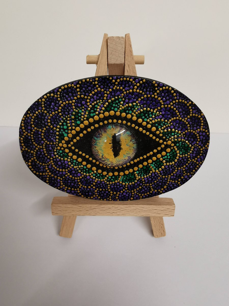 Hand painted purple 'dragon's eye' mandala decorative piece