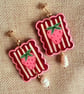 Strawberry and Cream Summer Scallop Tile Earrings