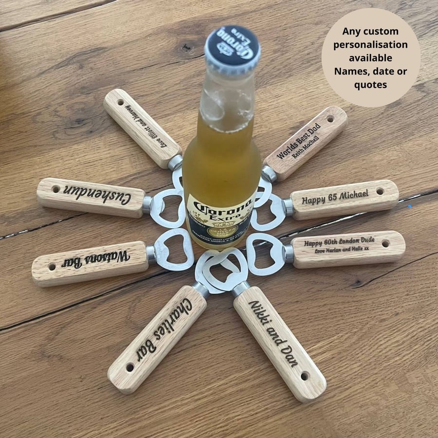 Personalised Engraved Wooden Bottle Opener Gift Birthday Gift Idea - 18th 21st 3