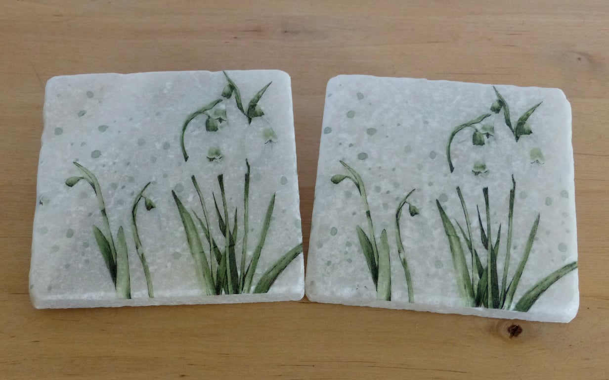 Marble 'Snowdrop' Coasters