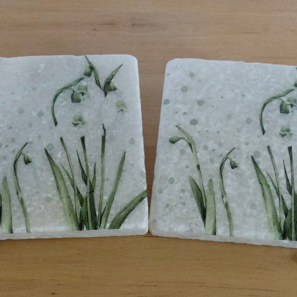 Marble 'Snowdrop' Coasters