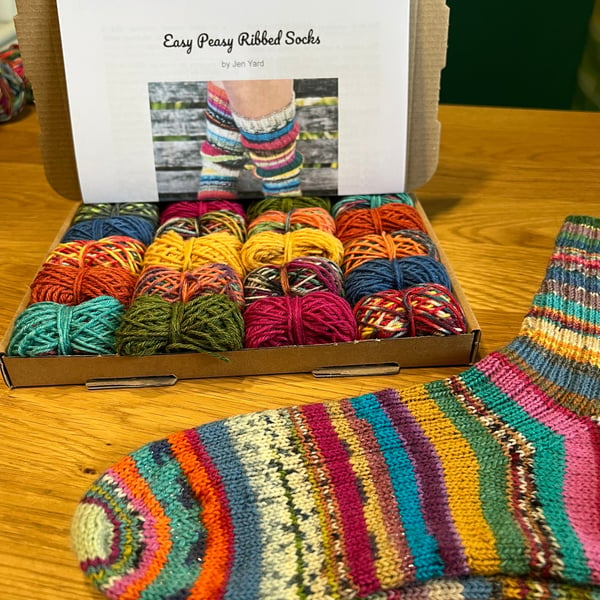 Easy Peasy Ribbed Socks Kit by Jen Yard every.thing.shapes.us