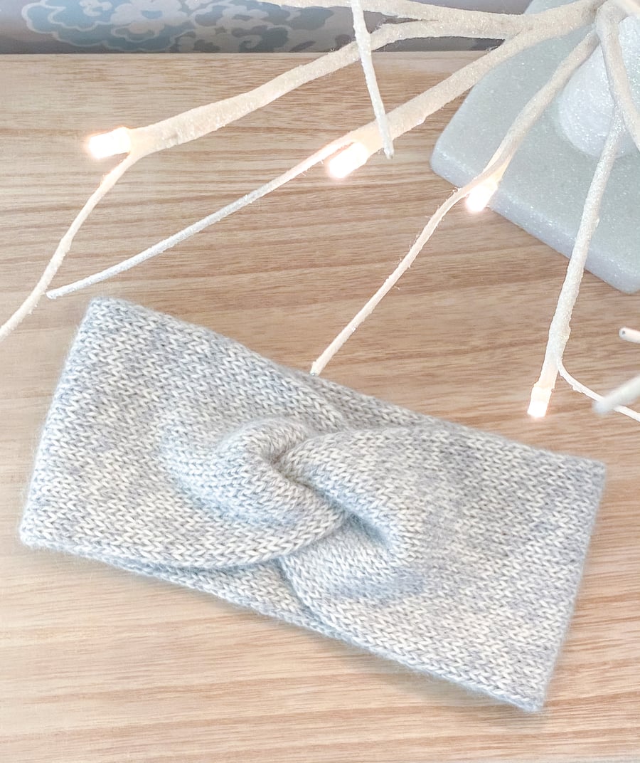 Light Grey knitted Headband Ear Warmers 