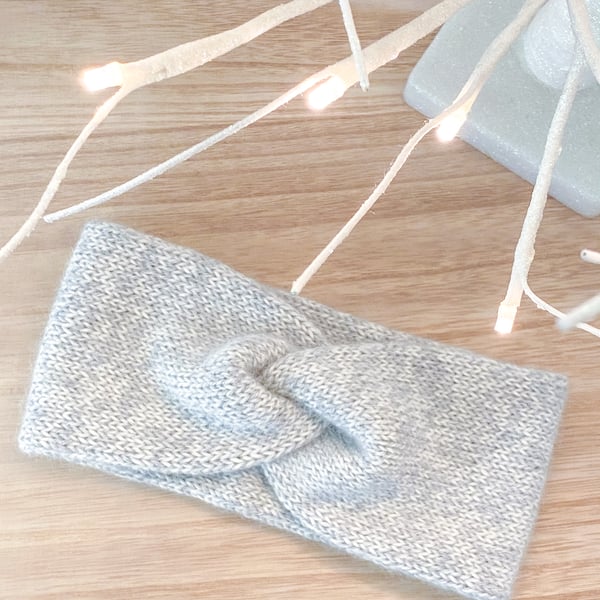 Light Grey knitted Headband Ear Warmers 