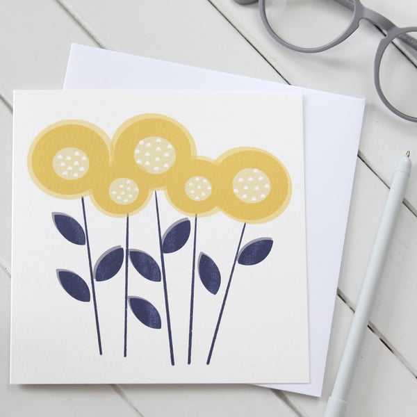 'Dahlia' Flower Blank Greetings Card 