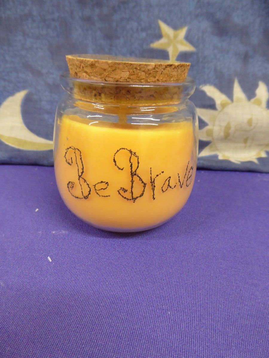 Hand Engraved Be Brave Soy Wax Candle