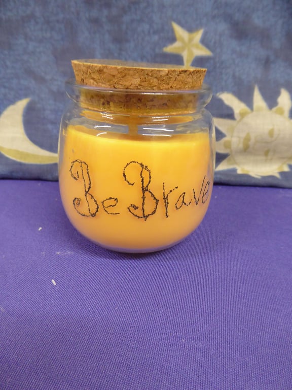 Hand Engraved Be Brave Soy Wax Candle