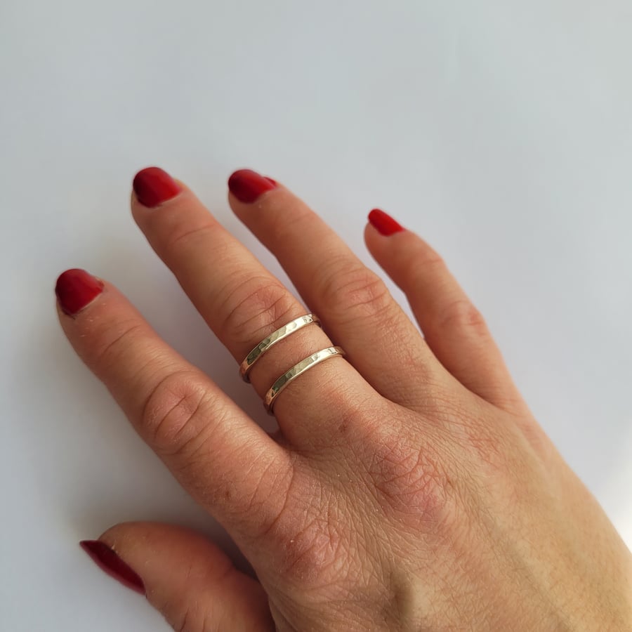 Silver Cuff Ring, Open Band Rings, Sterling Silver Double Ring