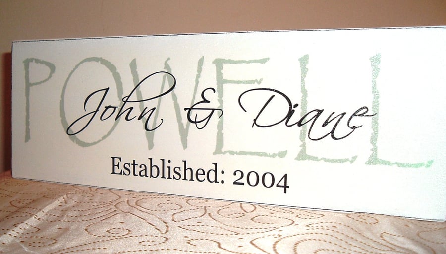 Wedding Established Plaque Sign Personalsied