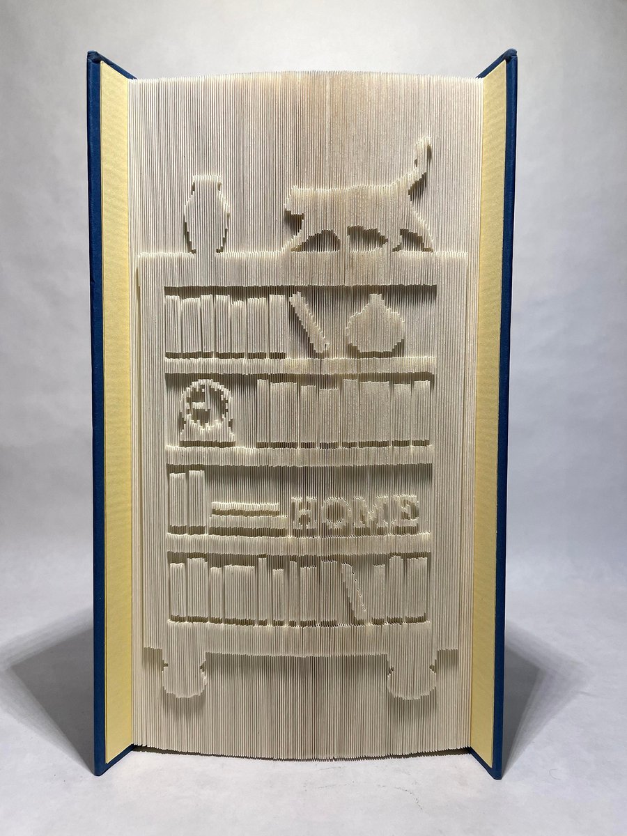 Bookcase with cat 180 CUT & FOLD Book Folding Pattern - EMAILED PDF PATTERN