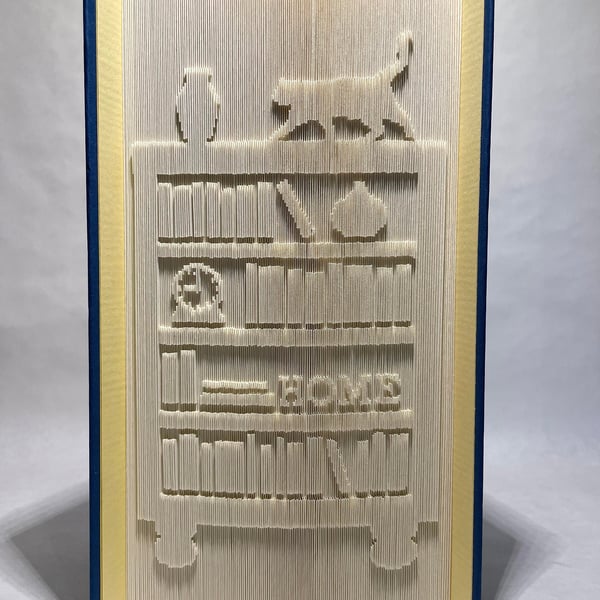 Bookcase with cat 180 CUT & FOLD Book Folding Pattern - EMAILED PDF PATTERN