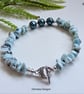 Designer Larimar & Faceted Shell Pearl Silver Plated Bracelet - Image 4