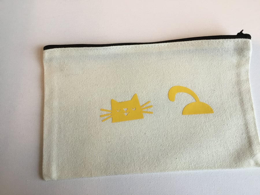 Cat treat bag. Make up bag, pencil case. 