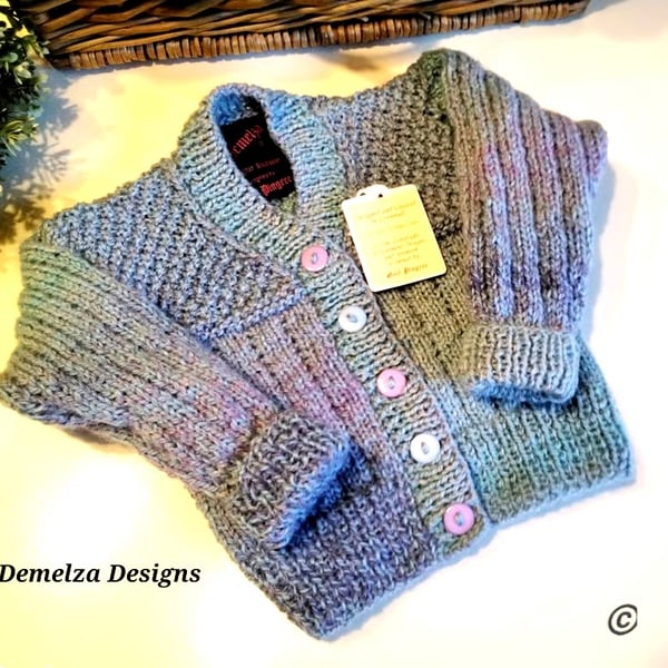 Designer Girl's Super Soft Hand Knitted Baby Cardigan  6 - 12 months