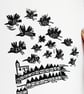City Starlings - lino cut print