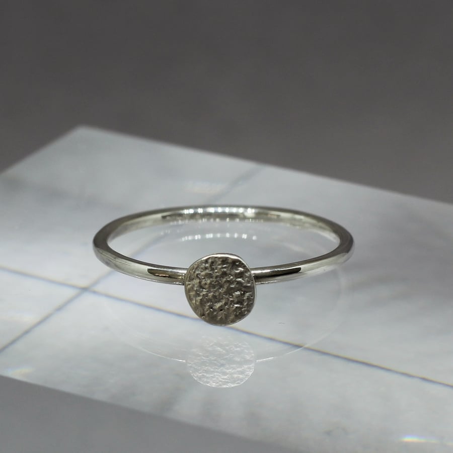 Echo Ring - Textured Sterling Silver Ring - Contemporary stacking ring