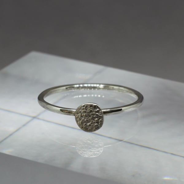 Echo Ring - Textured Sterling Silver Ring - Contemporary stacking ring