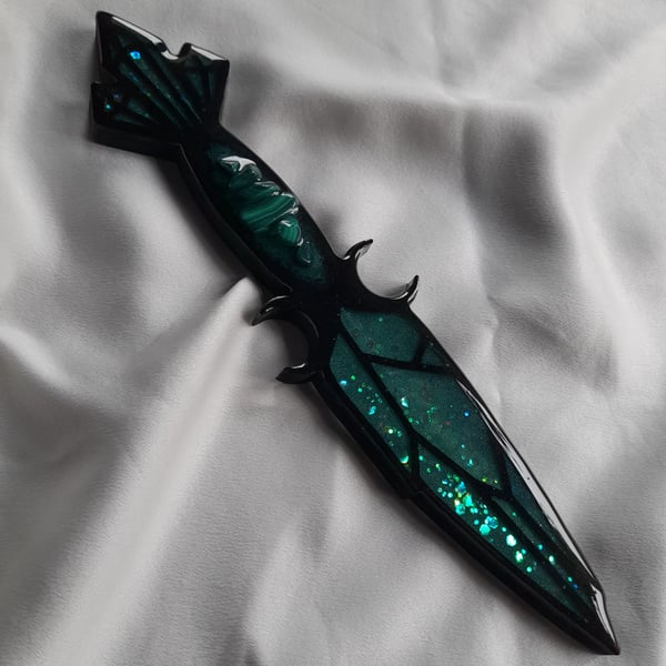 Decorative Symbolic Malachite Crystal Athame Dagger
