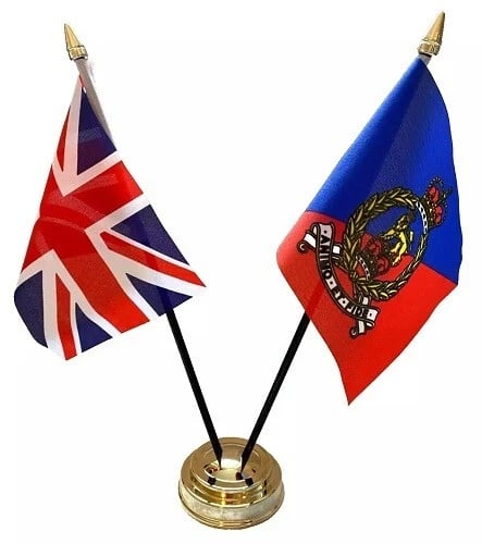 Adjutant Generals Corps & Union Jack Friendship 2 Flag 12" Table Display