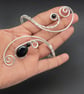 Bridal arm cuff  Black Agate Upper Arm Cuff – Silver Tone Spiral Wire Jewellery - Image 5