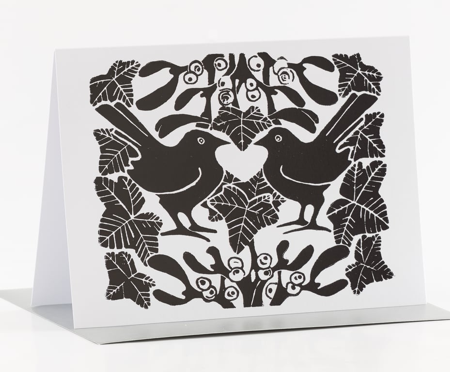 Black & White Mistletoe Christmas Cards Pk of 5