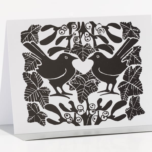 Black & White Mistletoe Christmas Cards Pk of 5