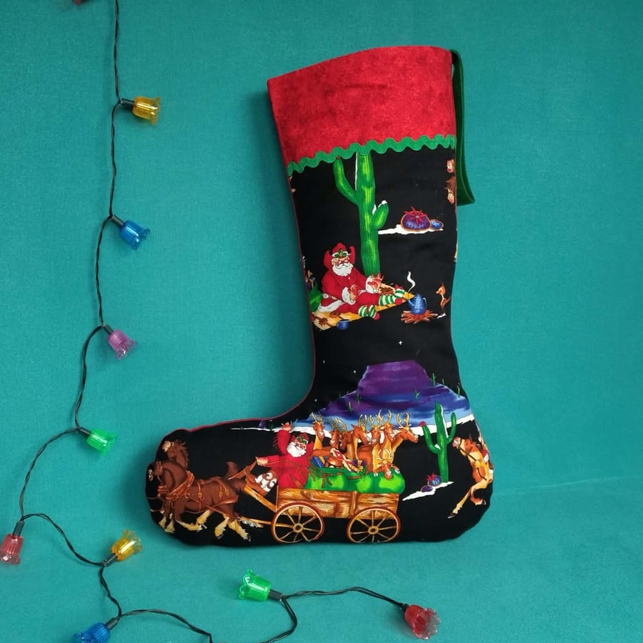 Christmas Stocking - Southwest Santa, can be personalised