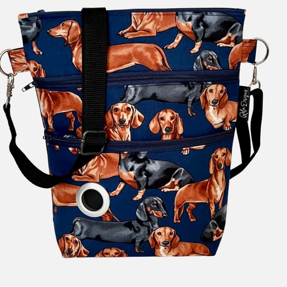 Dog walking bag, crossbody bag, dachshund