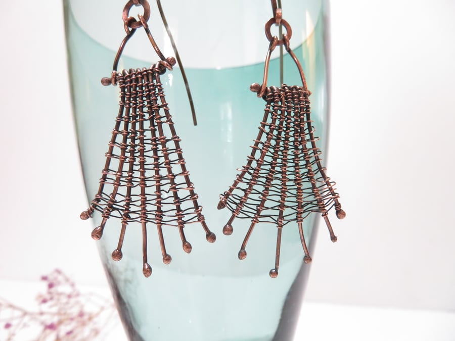 Copper Web Earrings