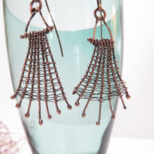 Copper Web Earrings