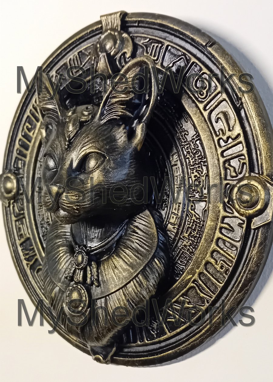 Feline Majesty - A wall mount Egyptian styled plaque of a beautiful cat bust