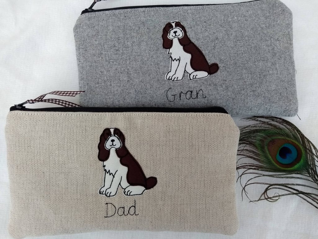 Personalised Pencil Case Spaniel Dog Design - Choice of Colour - dog lover gift
