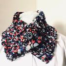 Crocheted Scarf Cosy Neck Warmer Button Fastening 