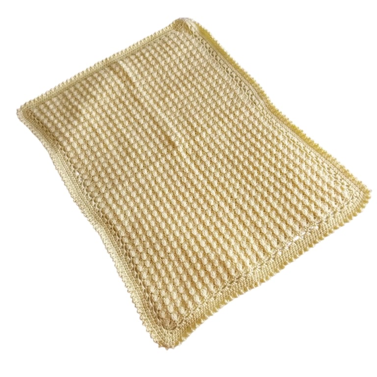 Gender neutral nursery bedding, lemon crocheted baby blanket, cot cover