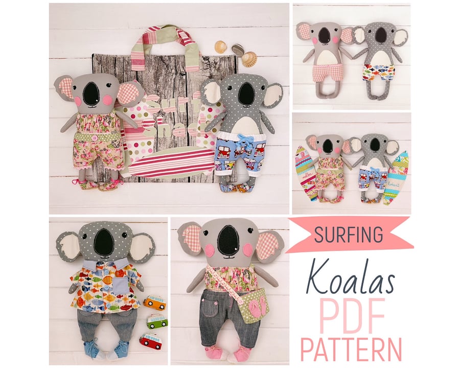 Digital PDF Sewing Pattern for Koala Dolls 'Mel... - Folksy