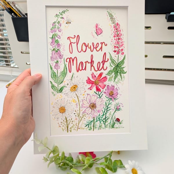 Summer Seconds Flower Market original watercolour painting 