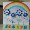 New Baby Boy Personalised Rainbow Card